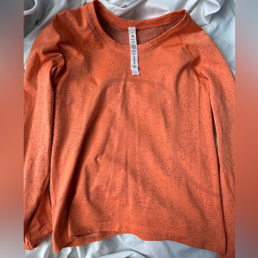 Lululemon Orange/Lunar Rock Swiftly Race Length Long Sleeve
